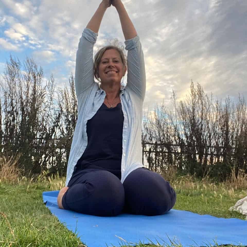sarah vajrasana beach yoga